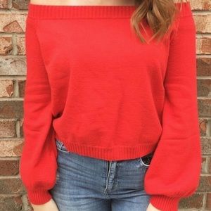 Honey Punch Cropped Red Sweater - Medium